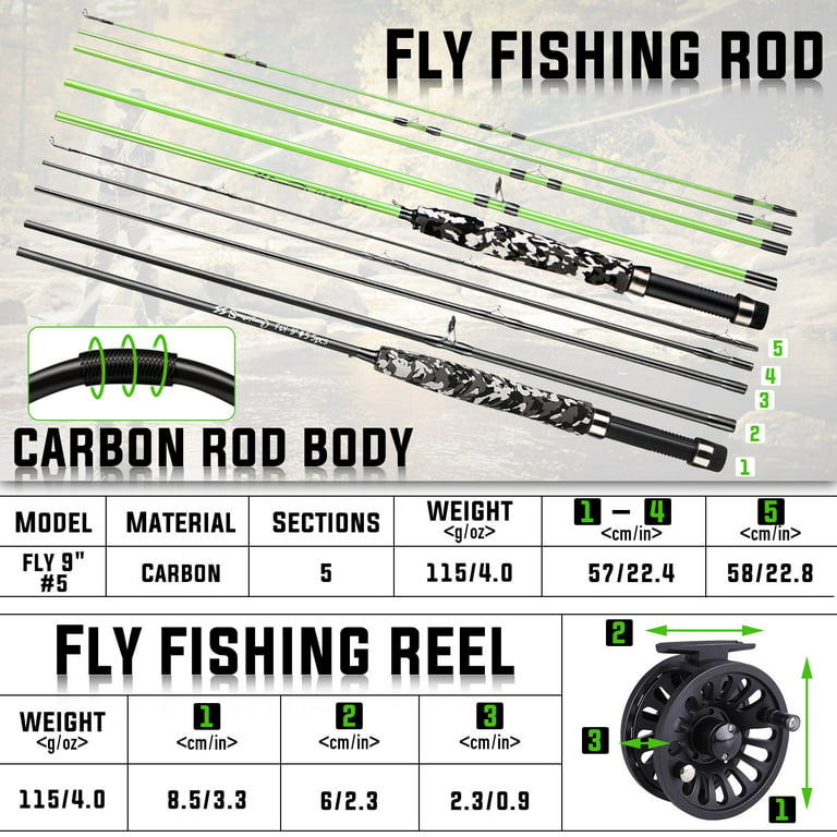 Sougayilang 9ft #5 Fly Fishing Pole Set Fly Fishing Rod and Reel Combo 
