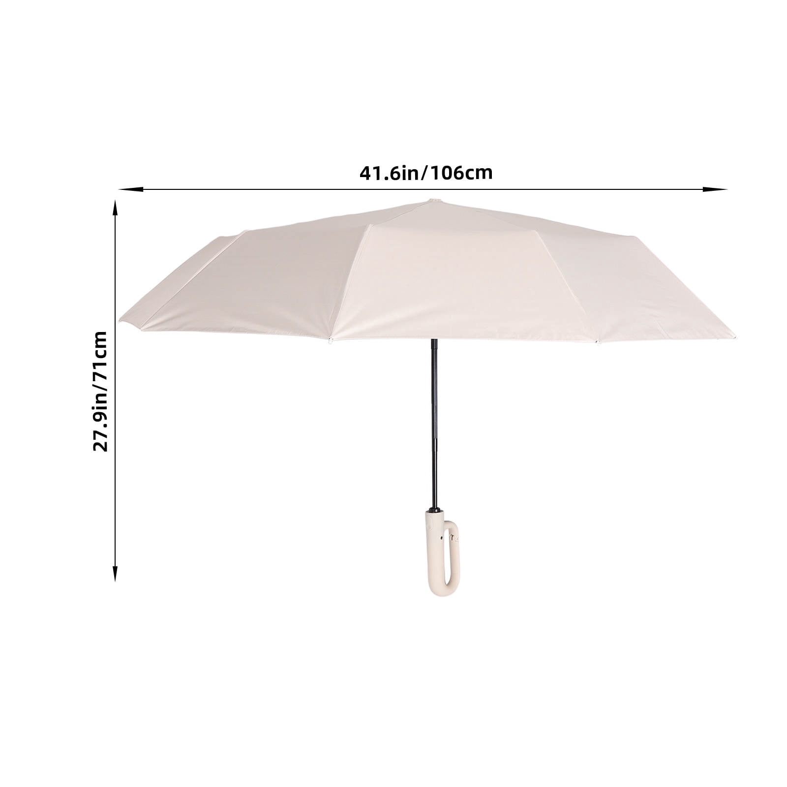 WASHWEPE Folding Umbrellas For Rain Beige Painted Steel 1Pack 41.7X41.7X28In