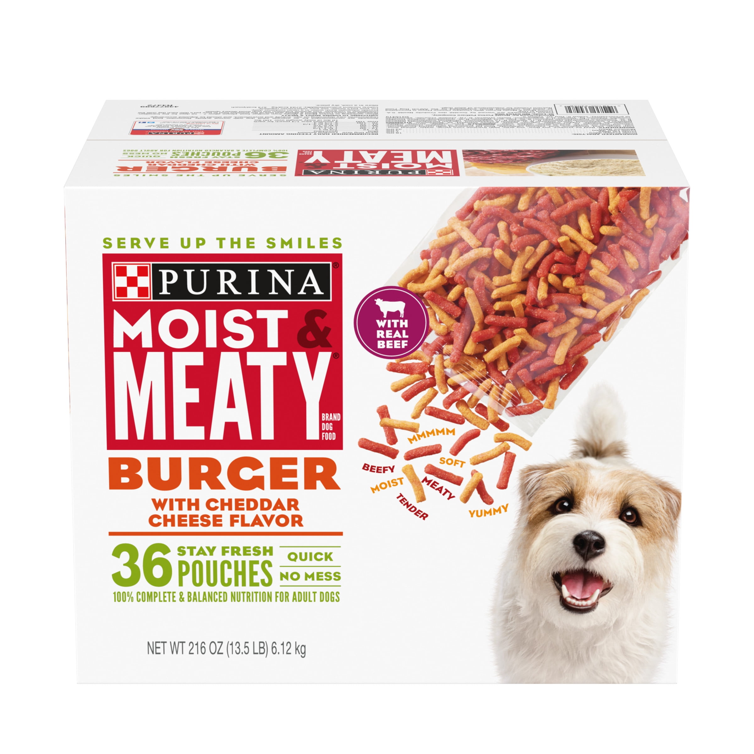 Purina Moist & Meaty Dry Dog Food, Burger with Cheddar ...