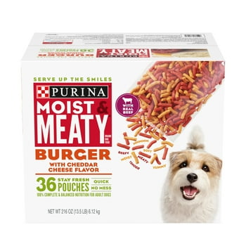 Purina Moist and Meaty Burger Cheddar Cheese Flavor Wet Dog Food, 216 oz Pouch