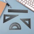thumbnail image 1 of Aluminum Alloy 4-Piece Geometry Ruler Set for Students, Durable Drafting Tools with Straight Edge, Triangle Rulers and Protractor, Portable Exam and Drawing Kit in Storage Box, 1 of 7