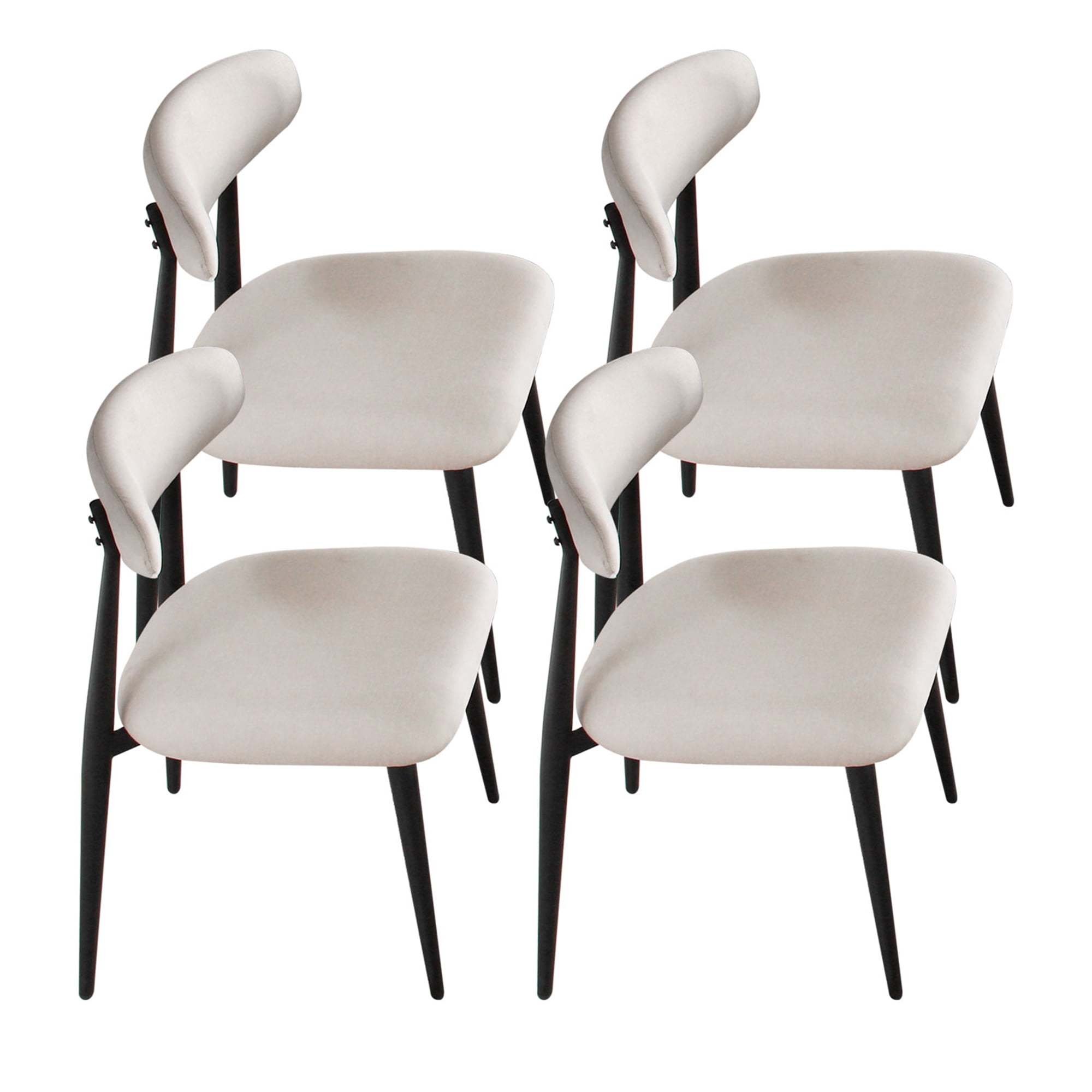 Kadyn Modern Dining Chairs Set of 4, Dining Room Chairs with Curved Backrest Round, Upholstered Kitchen Chairs for Living Room, Light Grey