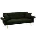 thumbnail image 4 of Green futon sofa bed, breathable teddy velvet - Ideal for studios, making the most of limited space, 4 of 6