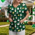 thumbnail image 6 of felwors St Patricks Day Scrub Tops for Women Short Sleeve V Neck Scrubs Lucky Shamrock Print Plus Size Medical Uniform Shirts (Mint Green, XXL), 6 of 6
