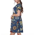 thumbnail image 2 of Rateoe Marine Nautical Pattern Women’s Short Sleeve Dress – Casual Elegant Summer A-Line Dress for Everyday Wear, 2 of 6