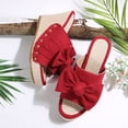 thumbnail image 6 of Dakaela Women's Wedge Slides Suede Bowknot Platform Slip on Sandals Espadrille High Heel Comfortable Summer Beach Walking Shoes Red Size 7, 6 of 9