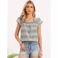 thumbnail image 3 of DARING DIVA Women's Gingham Top Casual Square Neck Cap Sleeve Peasant Blouse Top XS Black, 3 of 6