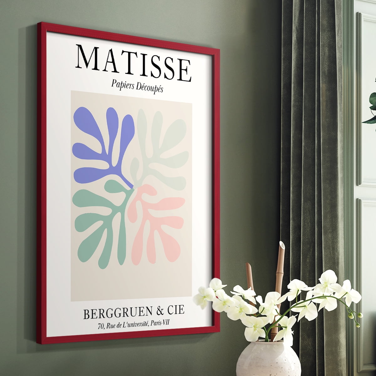 Matisse DIV Framed Print in Red Solid Wood Framed Print No Nail Hanging