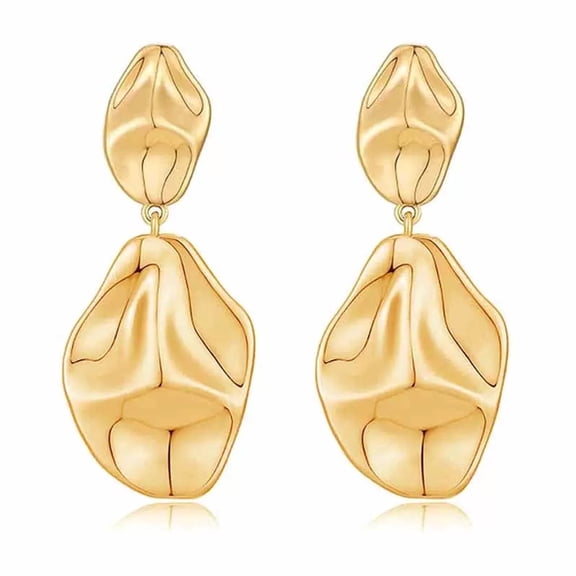 14K Gold Plated Teardrop Dangle Earrings for Women, Lightweight Hammered Drop Dangle Earrings Trendy Jewelry Gift