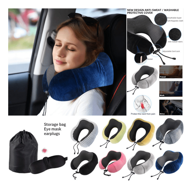 Travel Pillow, 100% Adjustable Memory Foam Neck Pillow, U-shaped