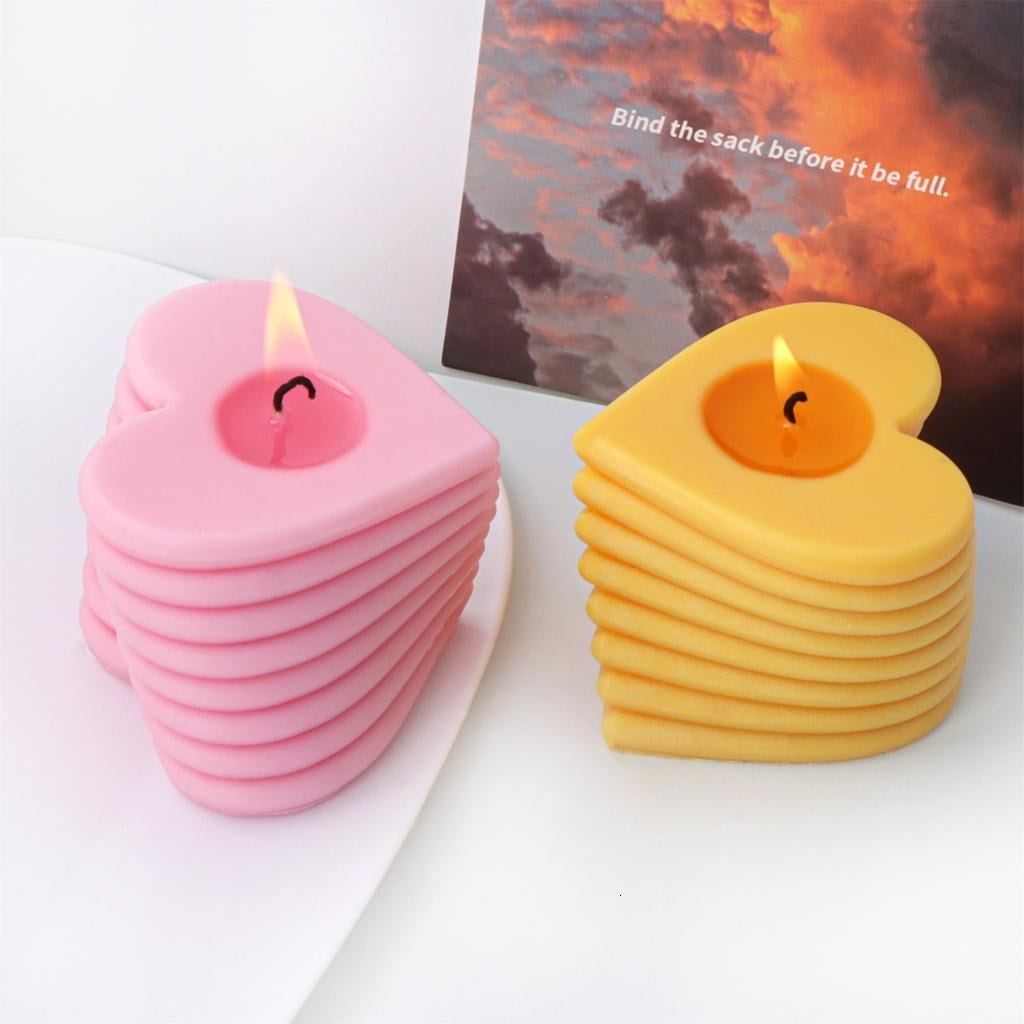 Loves Heart Candle Mold Heart Shaped Silicone Candle Moulds Valentines Day Decor