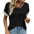 thumbnail image 2 of Itsame Women Plain Short Shirt Sleeved Tops Womens Casual T-Shirt New Round Neck T Shirt Black Size L, 2 of 8