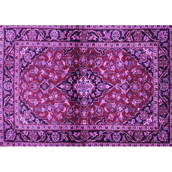 Ahgly Company Indoor Rectangle Medallion Purple Traditional Area Rugs, 7' x 9'