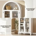 thumbnail image 5 of 63"H Wood Arched Cabinet, Kitchen Pantry Cabinet with Glass Door, Modern Farmhouse Arched Bookcase with Adjustable Shelves for Dining Room and Living Room, Assembly Required, 5 of 7