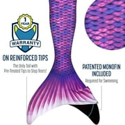 Fin Fun Mermaidens - Mermaid Swimming Tail with Monofin for Kids, Kids 8 Size, Asian Magenta, 2 Pcs