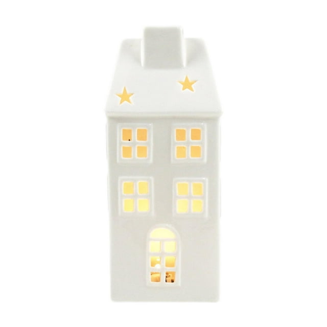 Adorno navideño de cerámica para casa navideña con luz nocturna. 9cmx7cmx20cm