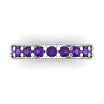 0.81 ctw Wedding Band for Women - 18K White Gold Natural Amethyst Stackable Eternity Ring