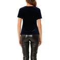 thumbnail image 3 of INSPIRE CHIC Women's Velvet Top V Neck Short Sleeve Casual T-Shirt XS Dark Blue, 3 of 7