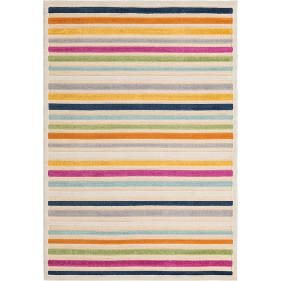 Rugs.com Aruba Outdoor Collection Rug – 5' 3 x 8' Beige Low-Pile Rug Perfect For Any Outdoor Space, Bedrooms, Dining Rooms, Living Rooms