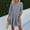 Dark Blue, variant on HAOTAGS Women Linen-Cotton Blend Dresses Button Front Placket Short Sleeve Elastic Waist Weekend Pullover Dress Blue Size M