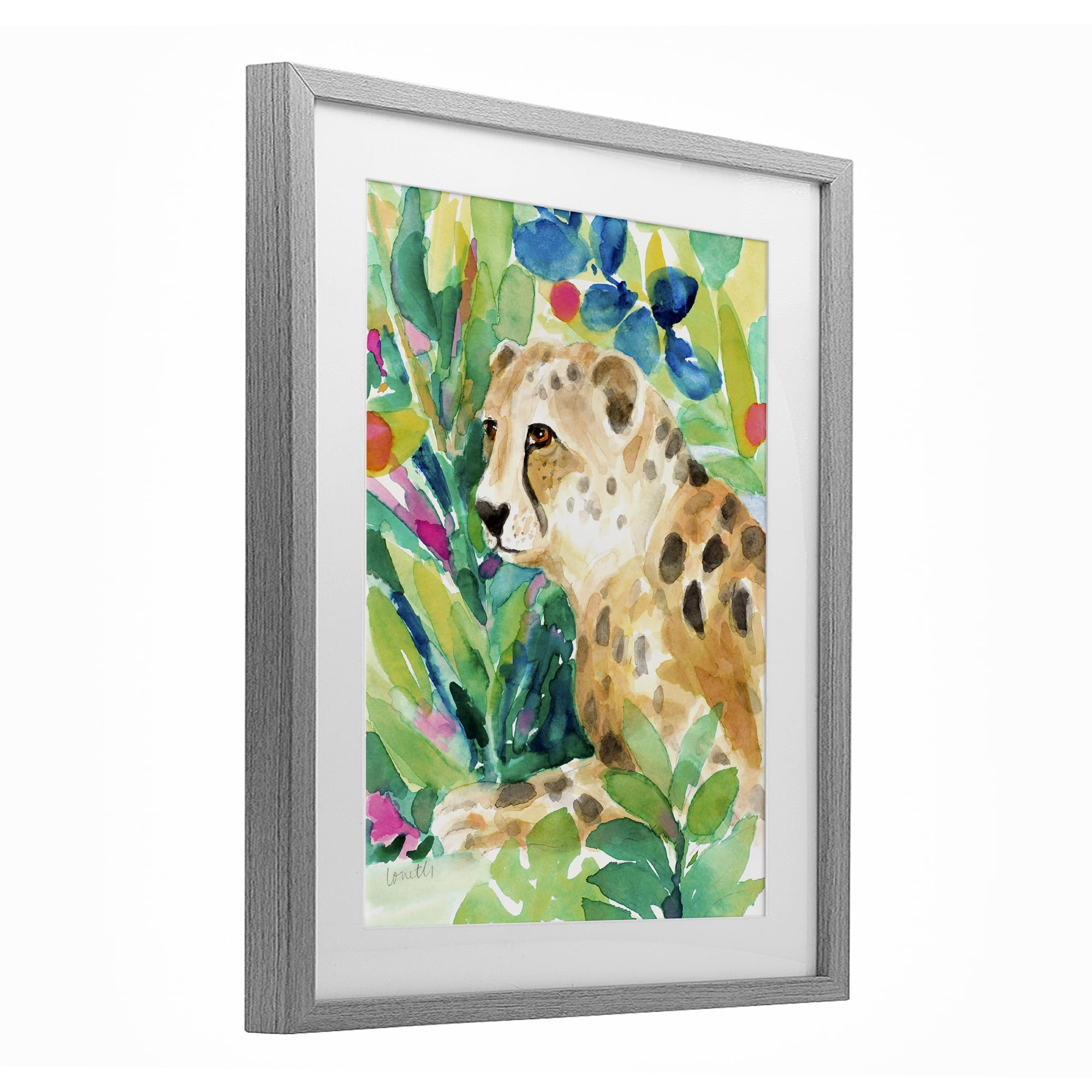 Stupell Industries Vibrant Chillin' Cheetah Gray Framed Print Under Glass, design by Lanie Loreth