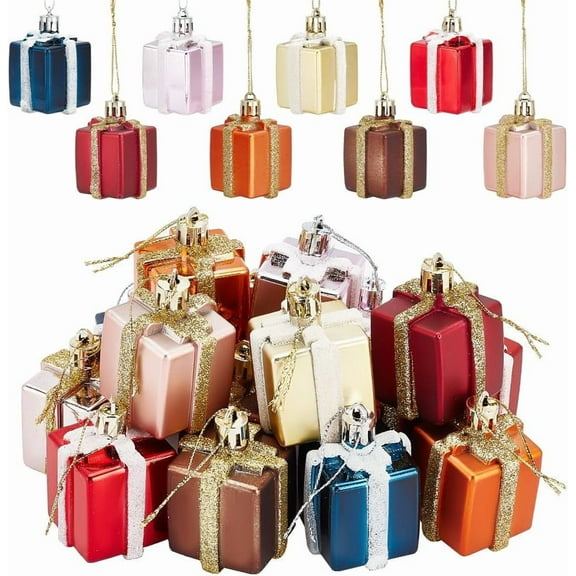 16 Pcs Christmas Mini Gift Box Ornaments 8 Colors Box Decorations Christmas Tree Ornaments Pendants Christmas Miniature Ornaments
