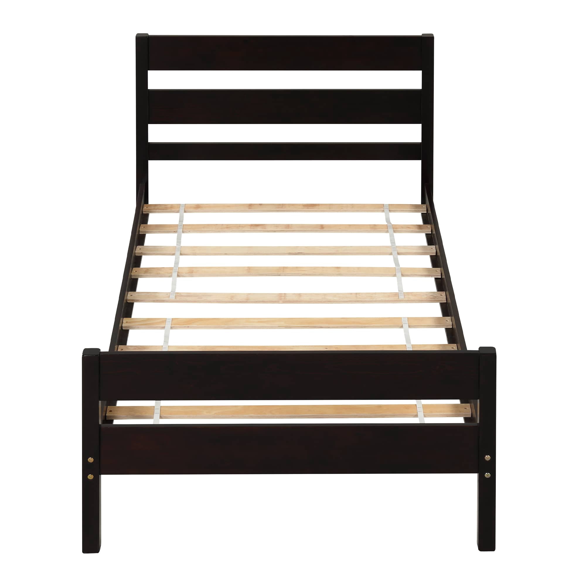 MAYEERTY Twin Bed Frame with Headboard and Footboard for Adult, Espresso