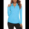 thumbnail image 3 of Sudadera Deportiva de Larga con Cremallera de 1/4 y Protección Solar UPF 50+ para Mujer, de Secado Rápido, para Hacer Ejercicio y Senderismo. Azul L, 3 of 7