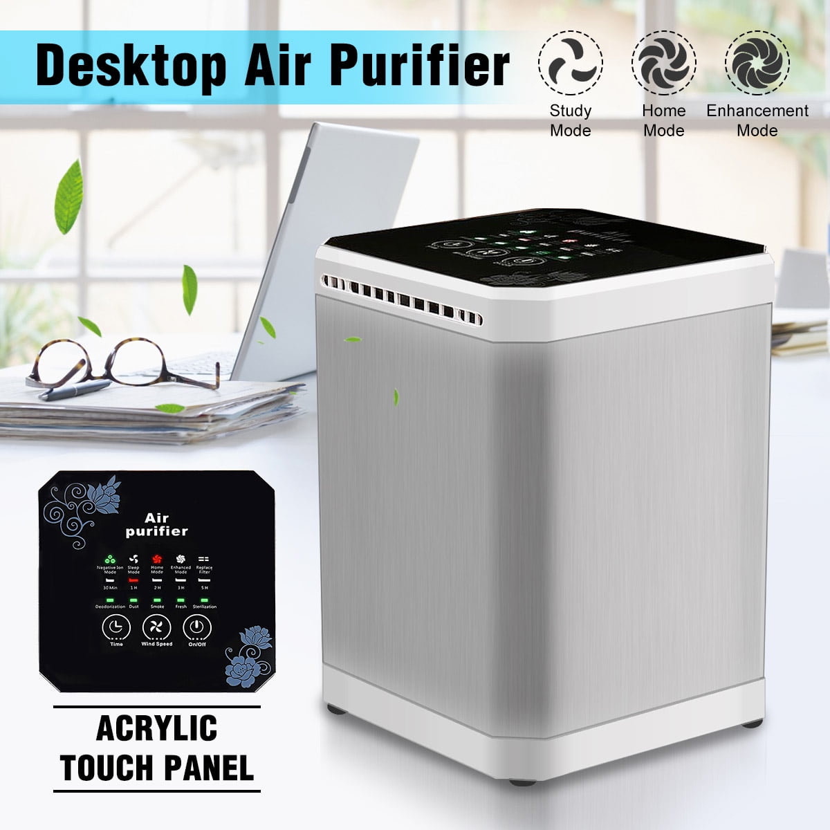 Augienb Mini Multi Function Desktop Air Purifier Cleaner With 3 In