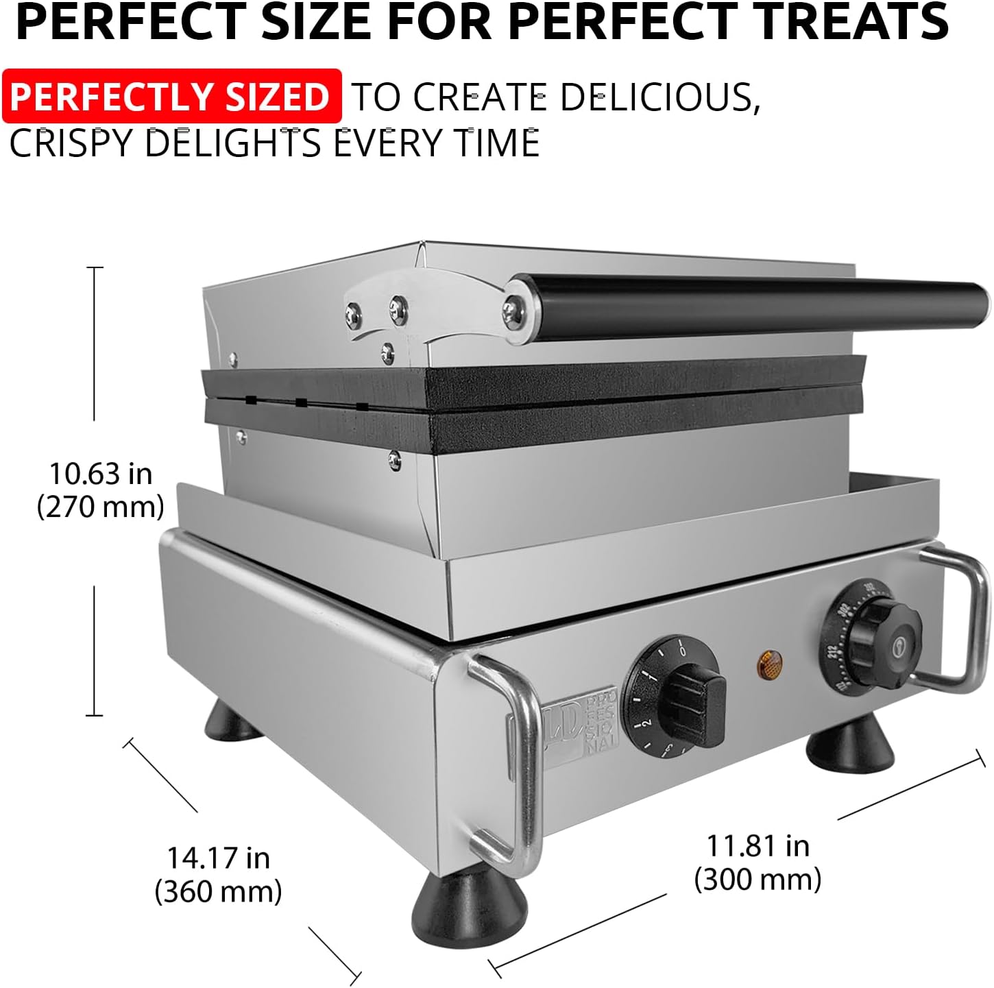 ALDKitchen Belgian Waffle Maker Thick | Press Type | Professional Use | Stainless Steel | Nonstick | 110V (6 Waffle on a Stick)