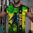 thumbnail image 2 of 2026 Soccer Cup Graphic Jersey for Men, Short Sleeve Crew Neck Tee with Player Silhouette & Watercolor Flag for Streetwear & Fan Gathering Green 24, 2 of 7