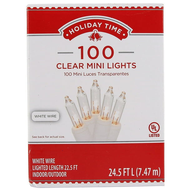 Holiday Time 100 Count Mini Lights  Clear  Walmart.com  Walmart.com