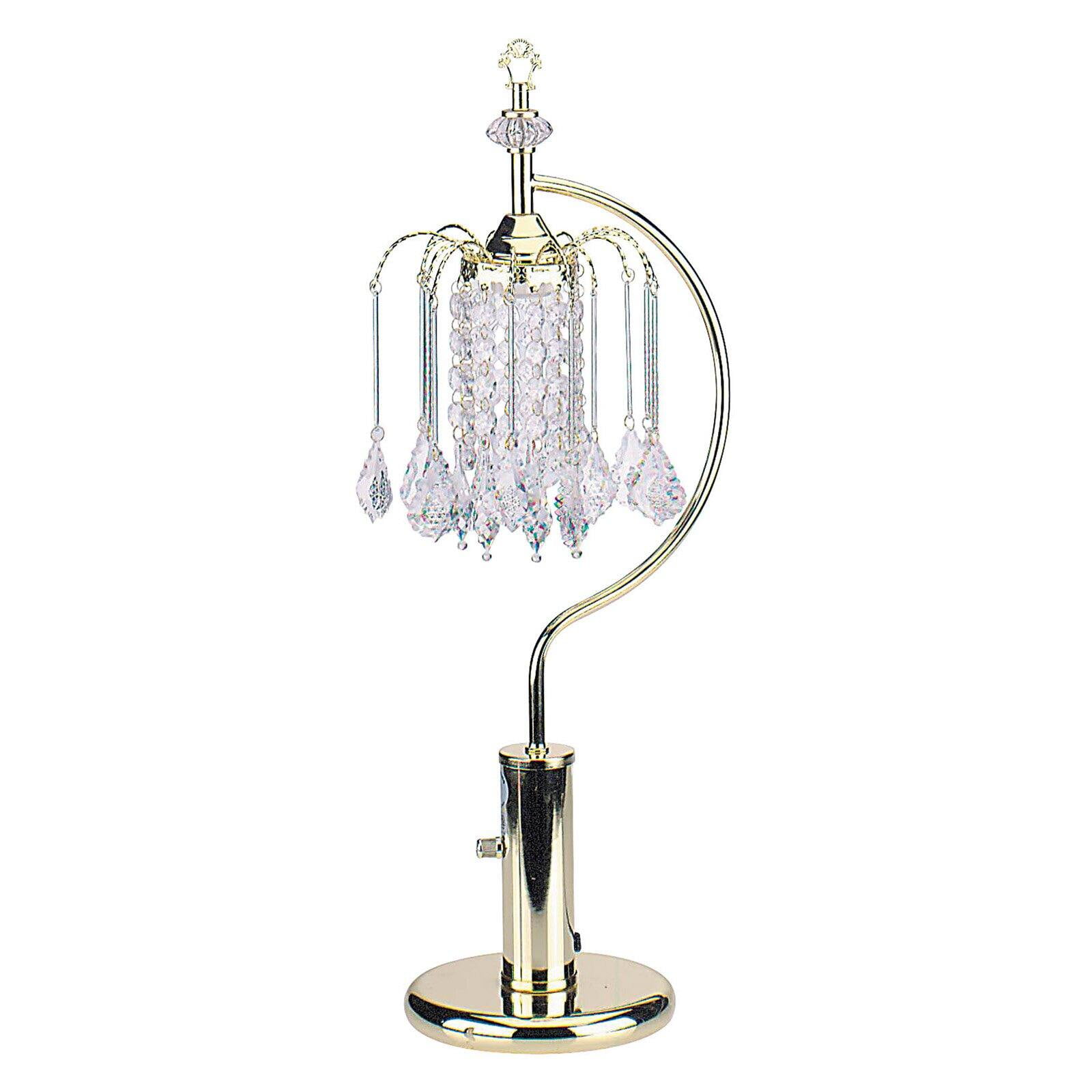 Gold Table Lamp with Crystal Inspired Shade, 27"