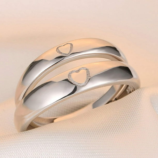 IGUOHAO Matching Promise Rings Sterling Silver His and Hers Wedding Ring Sets with Heart Shaped Adjustable 925 Couple Rings
