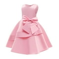 thumbnail image 5 of Glisme Girls Dresses Baby Bow Dress Mid Length Casual & Party Gown For Toddlers Pink Sundress Size 5-6 Years, 5 of 5