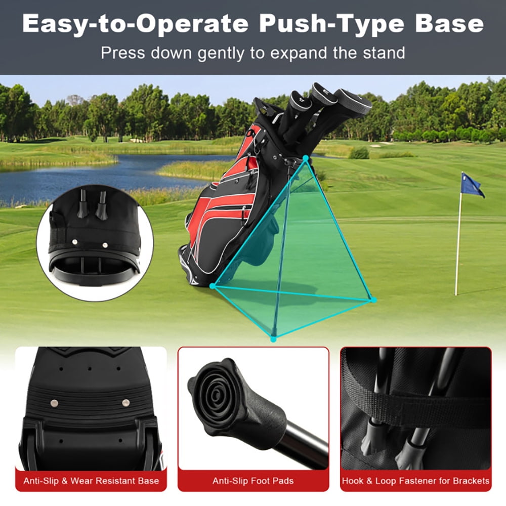 Canddidliike Golf Stand Cart Bag with 6-Way Divider Carry Pockets-Red, Lightweight Golf Stand Bag for Men & Women,Multiple Pockets, Lightweight & Durable