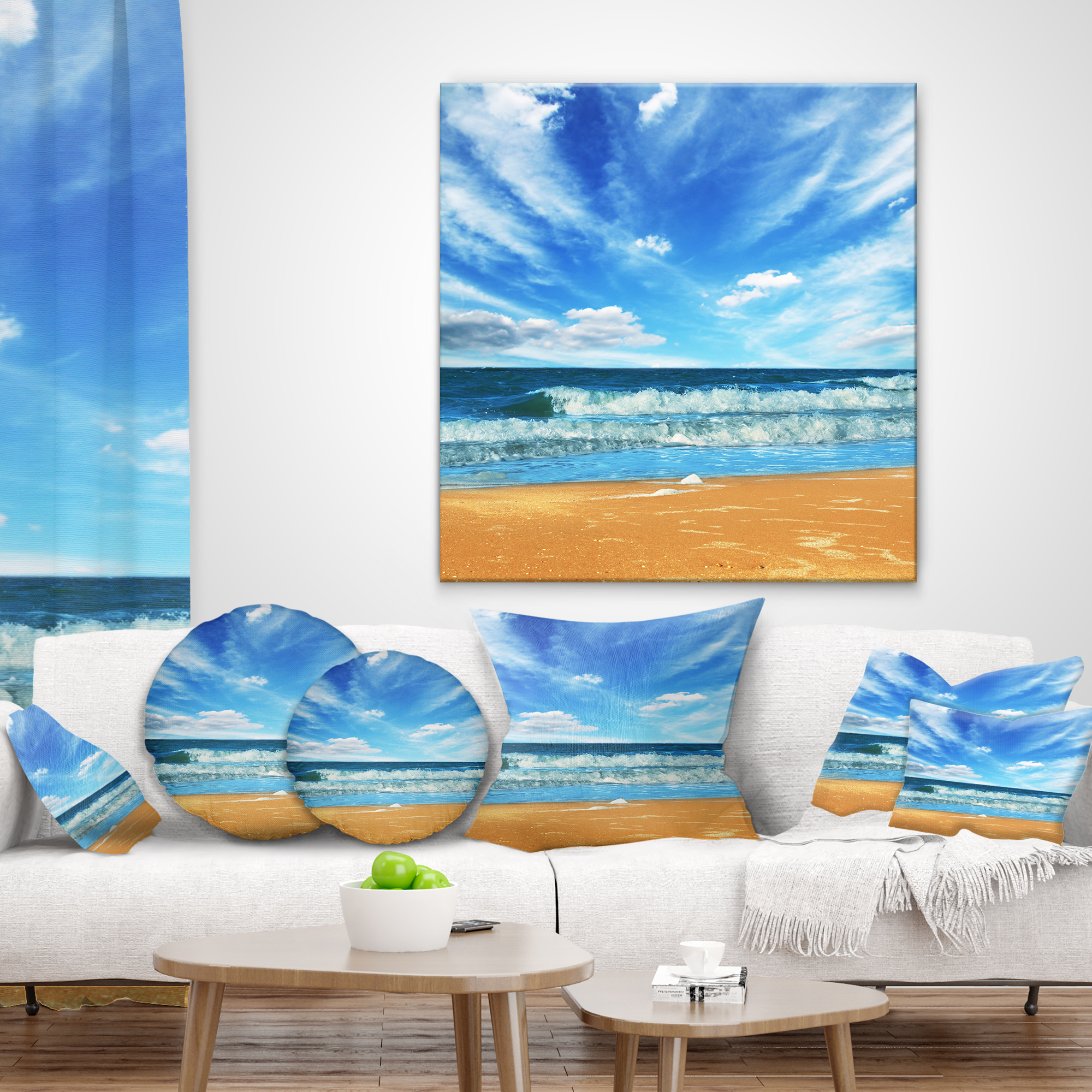 Designart 12" x 20" Blue Polyester Throw Pillow