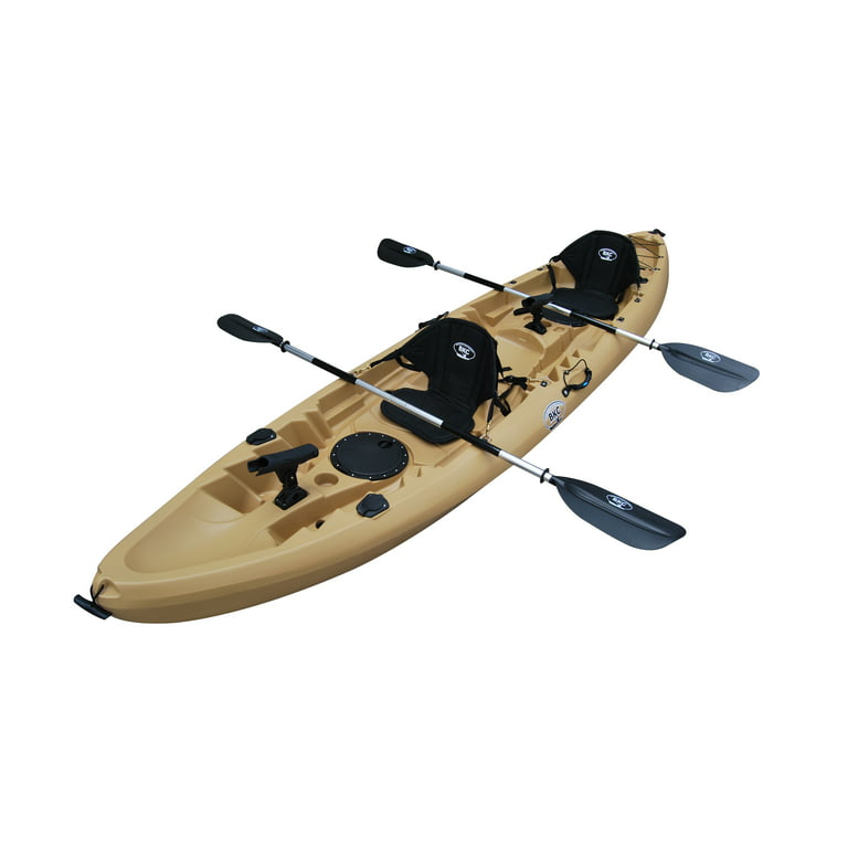 BKC TK219 12.2' Tandem Fishing Kayak W/Soft Padded Seats, Paddles,6 Rod  Holders Included 2-3 Person Angler Kayak 
