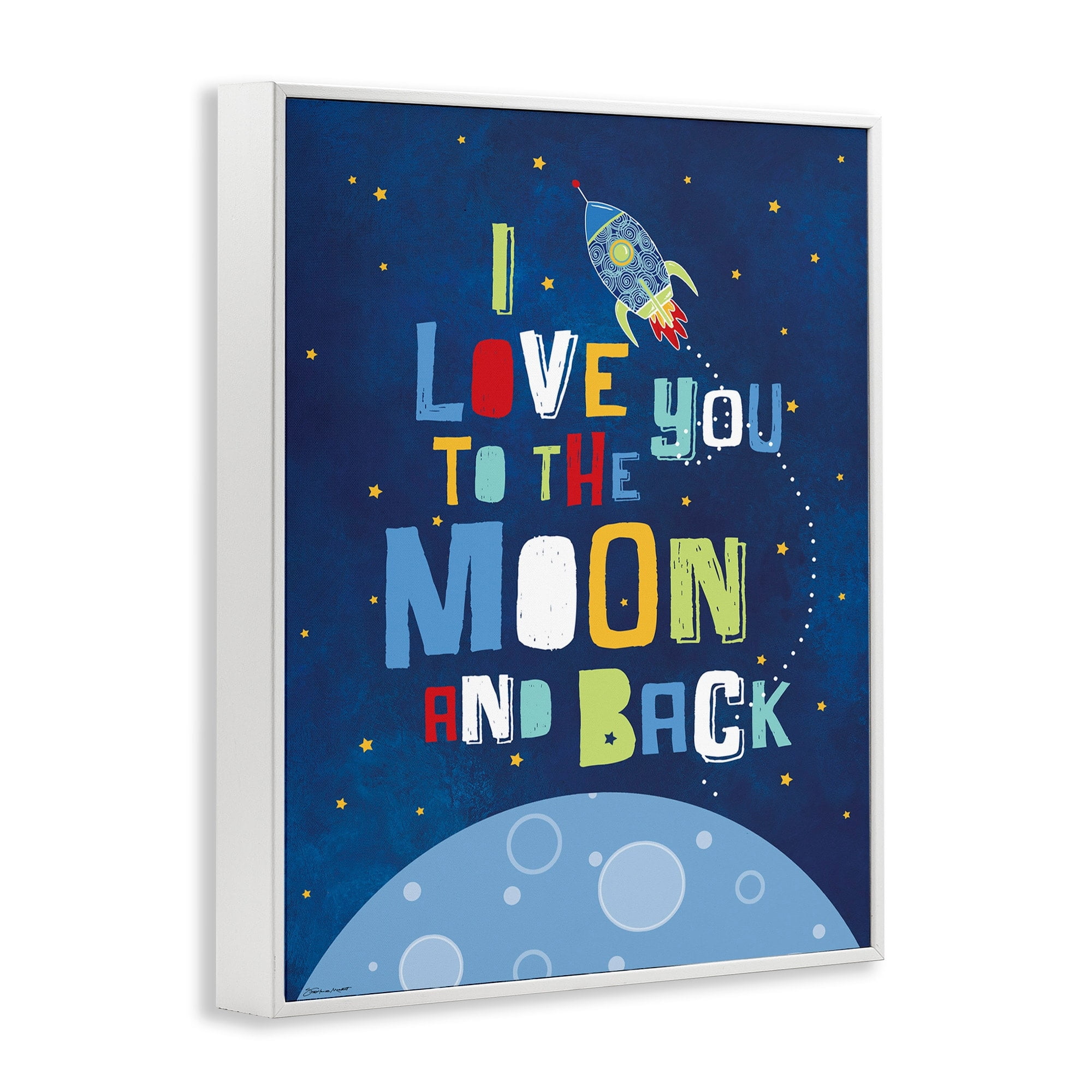 Stupell Industries I Love You Moon and Back Rocket Ship, 16 x 20,Design by Stephanie Workman Marrott