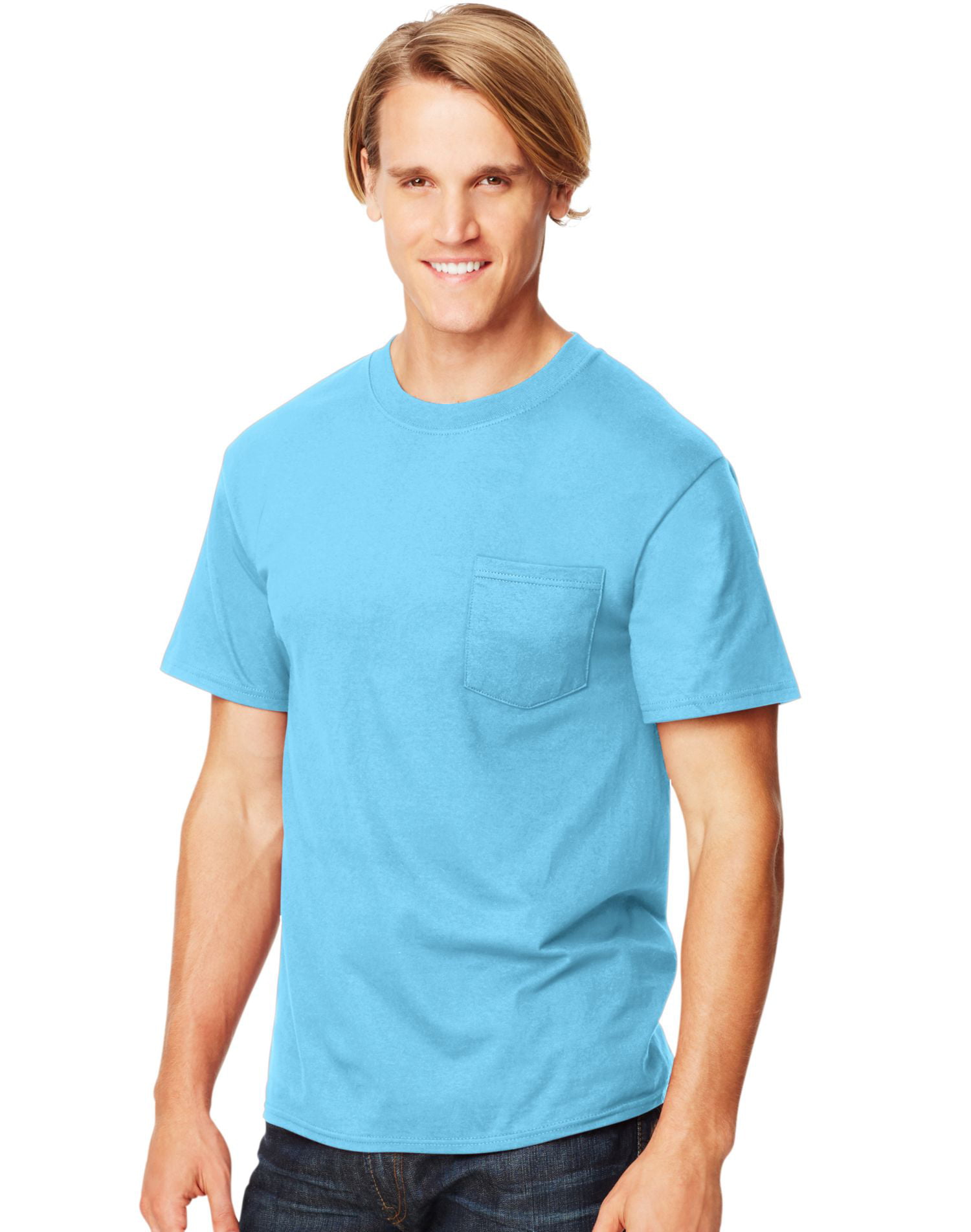 Hanes Beefy-T Men`s Pocket T-Shirt, 3XL, Blue Horizon | Walmart Canada