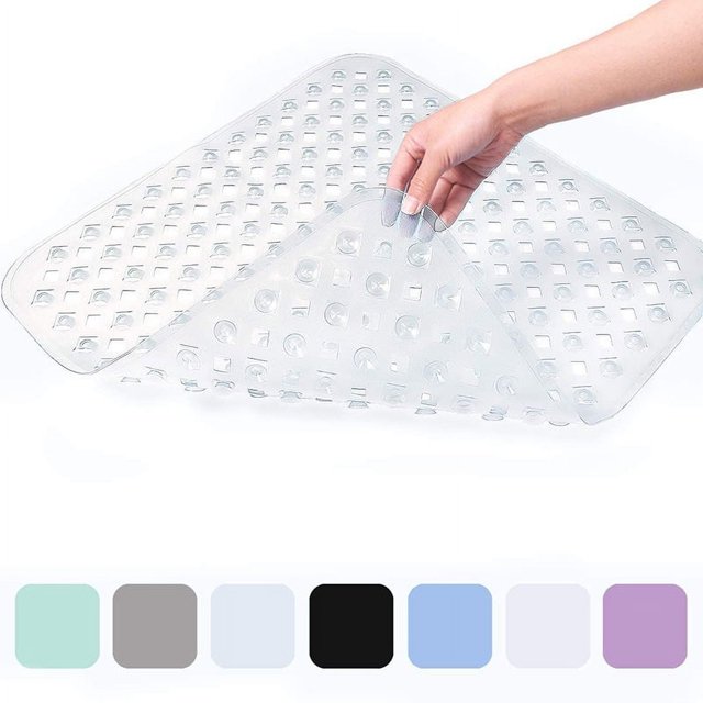 Alfombra de ducha antideslizante 53x53 cm, transparente | Alfombra de ducha antideslizante sin bisfenol A | Alfombra de baño antimoho y lavable a máquina