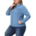 thumbnail image 4 of MODA NOVA Juniors Plus Size Long Sleeve Button Down Jean Denim Jacket with Pockets 1X Vintage Blue, 4 of 6