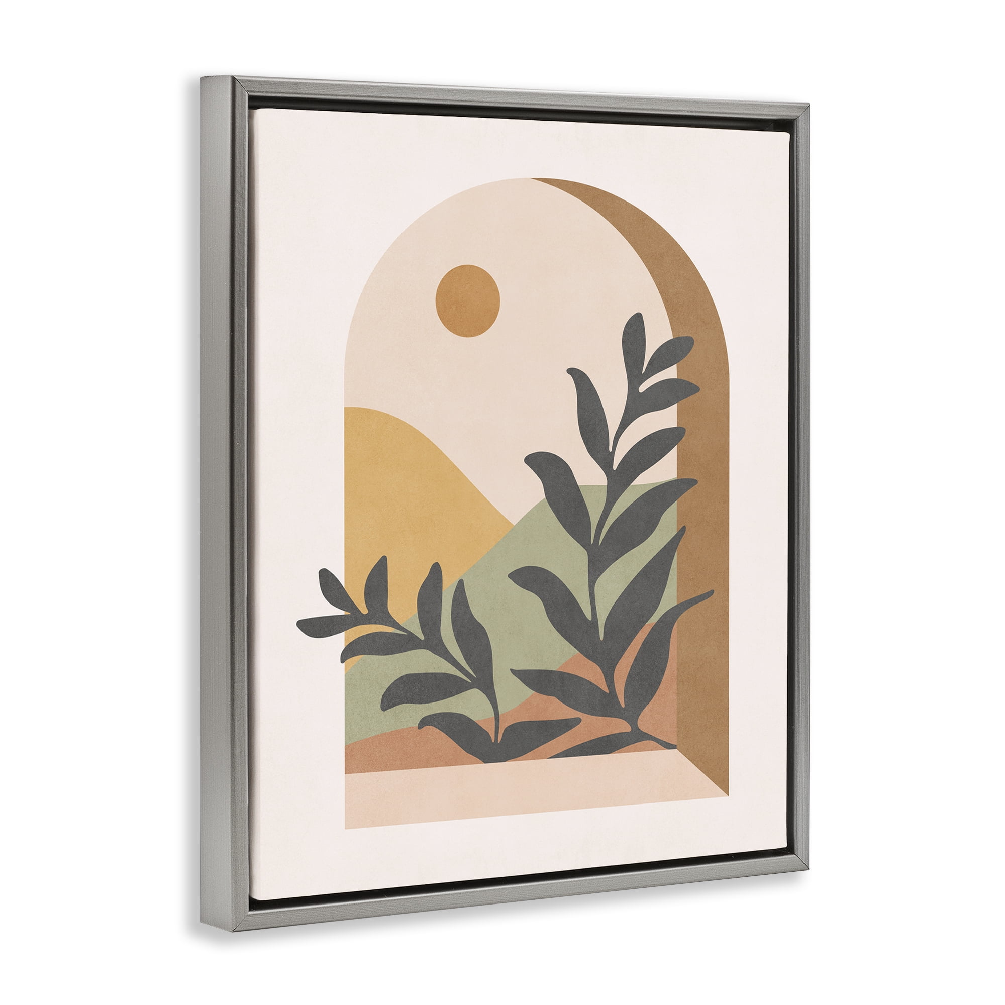 Stupell Industries Soft Boho Window View Landscape & Nature Painting Gray Floater Framed Canvas Art Print Wall Art, 25 x 31
