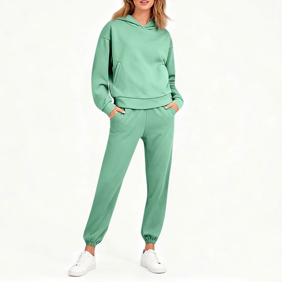 Lumtrix Womens 2 Piece Outfits Oversized Hoodies Jogger Sweatpants Lounge Sweatsuits Y2K Tracksuit Fall Fashion Sets with Pockets Green L