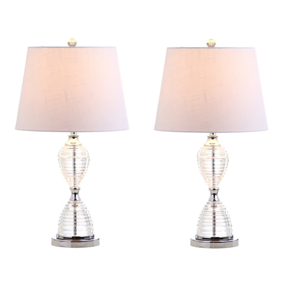 JONATHAN Y Aubrey 24" Crystal LED Table Lamp, Clear (Set of 2), JYL2045A-SET2