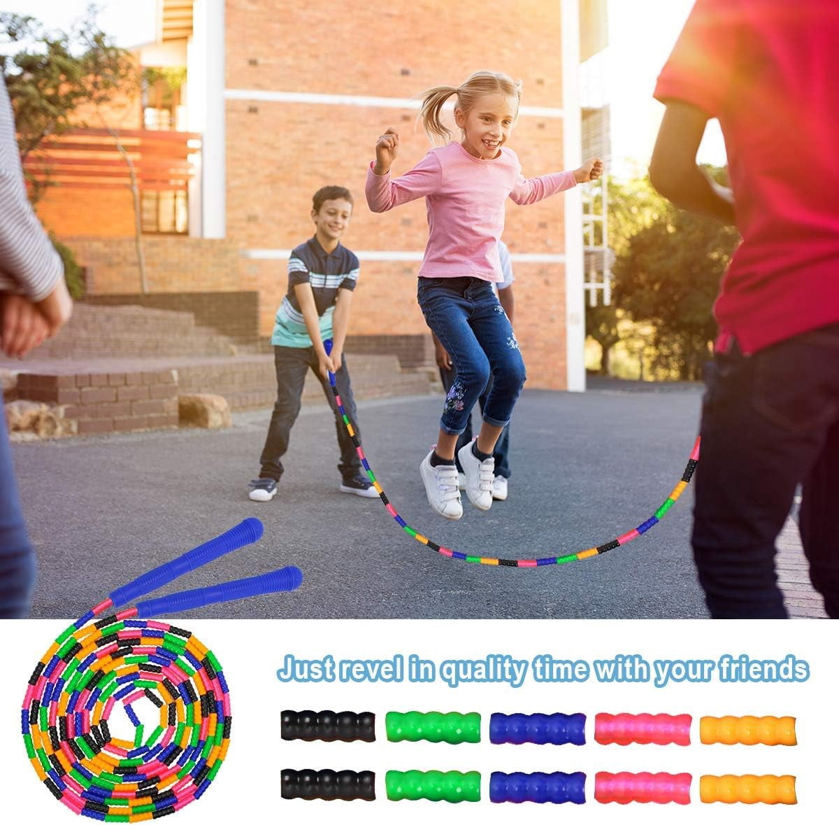 Jump Rope, Double Dutch Jump Ropes, Soft Beaded Skipping for Kids Adults, Plastic Segmented Long Enough