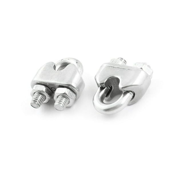 Unique Bargains 2PCS Stainless Steel 1/8" 3mm Wire Ropes Clip Cable Clamp Silver Tone Walmart