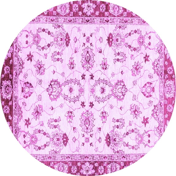 Ahgly Company Indoor Round Oriental Purple Traditional Area Rugs, 5' Round