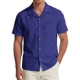 thumbnail image 3 of Mens Short Sleeve Button Down Shirts Casual Relaxed Fit Solid Color Cotton Summer Vacation Shirts,Sizes S-5XL, 3 of 8