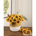 thumbnail image 2 of 12 Pcs Artificial Fake Sunflowers with Long Stems for Outdoor, 18" Silk Faux Plants Sunflowers Bulk for Outdoors Planters, Home Living Room Office Garden Wedding Party Decorations (Gold), 2 of 7